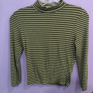 Fitted Striped Turtle Neck Crop Top